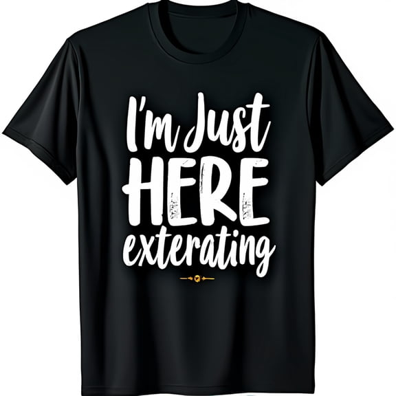 Funny Black T-Shirt with I m Just Here Exteriating Graphic Casual Humor Tee
