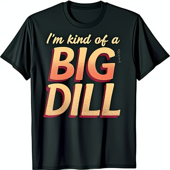 Funny Black T-Shirt with I m Kind of a BIG DILL Slogan Casual Humor Tee