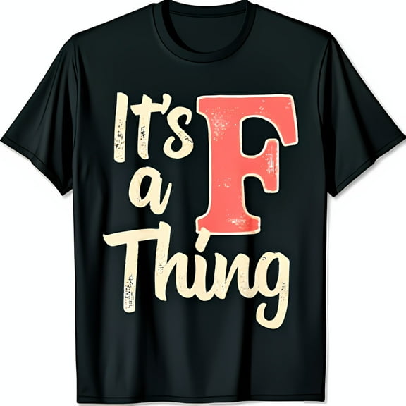 Funny Black T-Shirt with It's a F Thing Graphic Red Lettering Font Short Sleeve