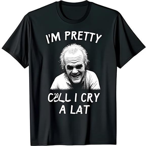 Funny Black T-Shirt with Smiling Bearded Man Graphic I m Pretty & Call I Cry