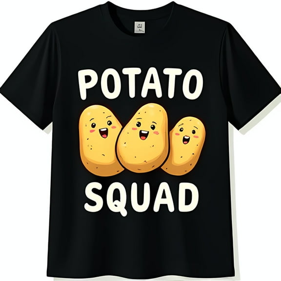 Funny Black T-Shirt with Squad Design Graphic Tee