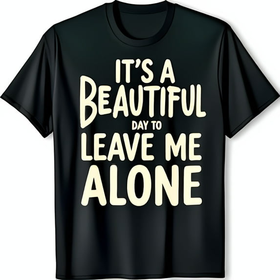 Funny Black T-Shirt with Whimsical 'Leave Me Alone' Graphic Design