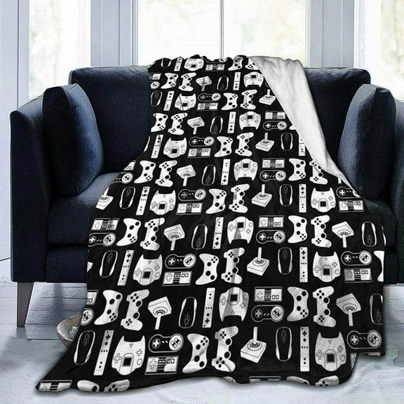 Funny Black Video Game Weapon Console Gamer Blankets and Throws Super Soft Thermal Indoor Outdoor Blanket 50 x 40 Inch