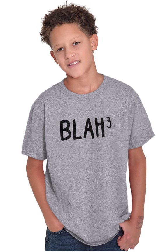 Funny Blah Cubed Snark Math Joke Crewneck T Shirts Boy Girl Teen Brisco Brands S