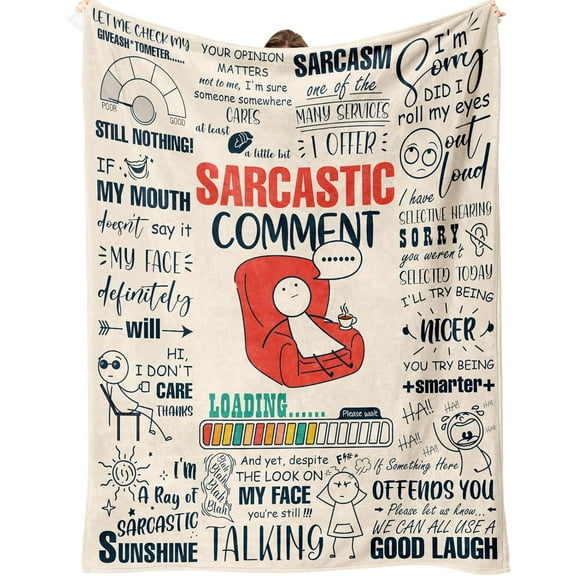 Funny Blanket, Funny Gifts for Women Friends Coworker, Sarcastic Gift for Woman Men, Funny Birthday Gifts for Women, Sarcastic Comment Blanket 60”x50” add Same print canvas bag