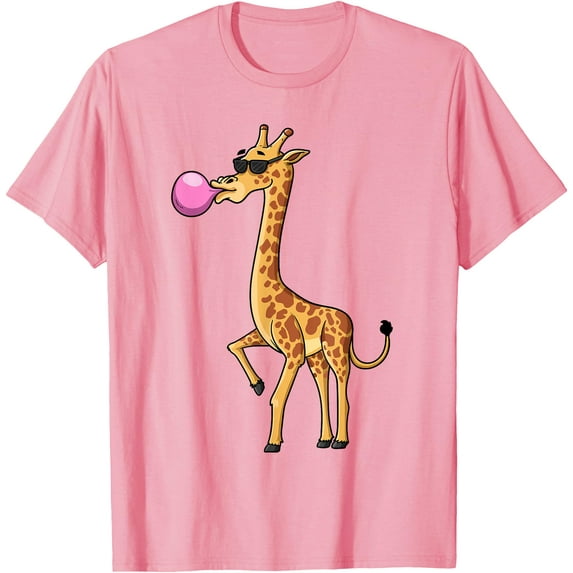 Funny Blowing Bubble Gum Giraffe Animal Lover Chewing Candy Softstyle Unisex T-Shirt,Light Pink Color,Size 3XL
