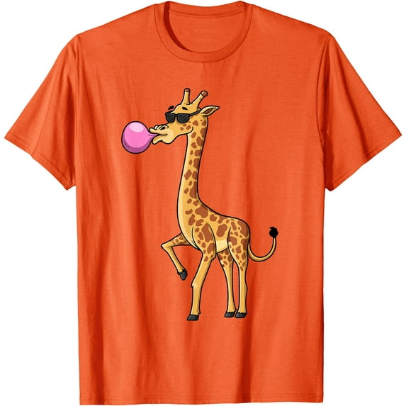 Funny Blowing Bubble Gum Giraffe Animal Lover Chewing Candy Softstyle Unisex T-Shirt,Orange Color,Size 2XL