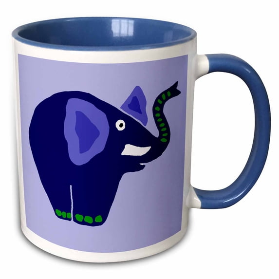 3drose, Funny Blue Elephant Art, 15oz Two-tone Blue Mug