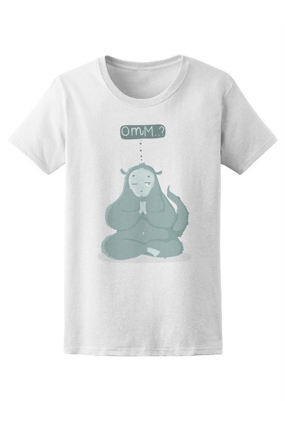 Funny Blue Monkey Meditating T-Shirt Women -Image by Shutterstock, Female x-Large