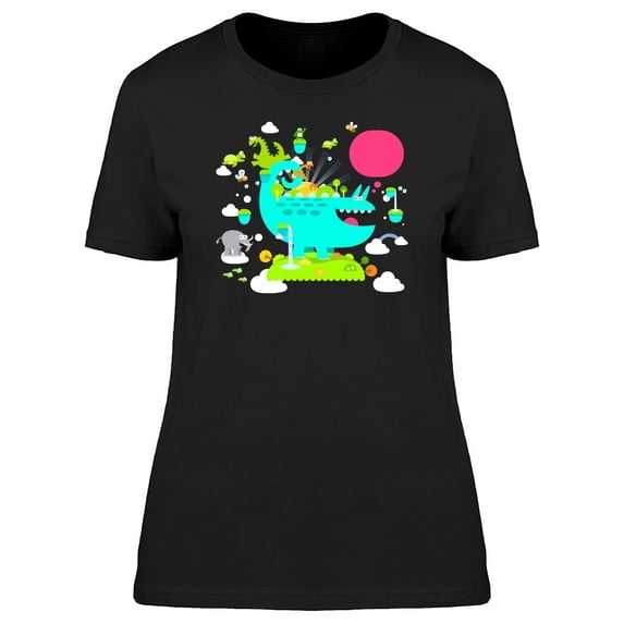 Funny Blue Reptile T-Shirt Women -Image by Shutterstock, Female Medium