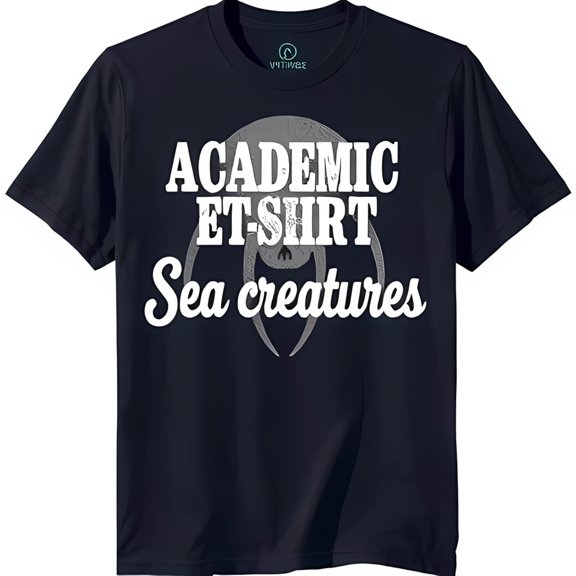 Funny Blue T-Shirt with Stylized Sea Creature Graphic 'Academic -Shirt Sea Creatures'