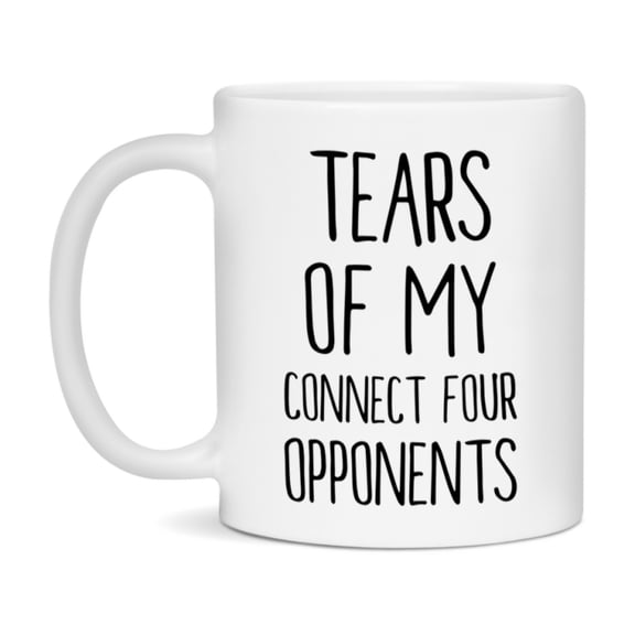 Funny Board Game Mug, Tears of My Connect Four Opponents, 11oz or 15oz Ceramic White Coffee Cup