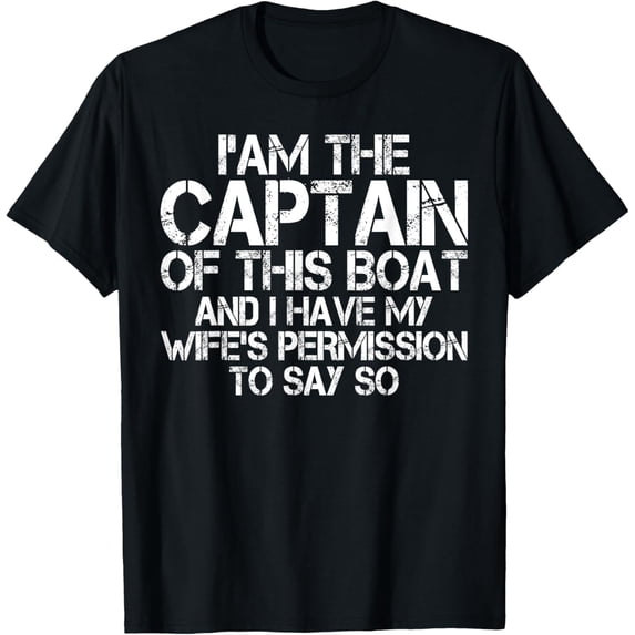 Funny Boat Captain Shirt Wife Permission Sea Husband T-Shirt