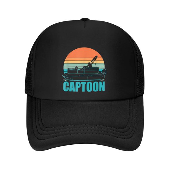 Funny Boating Captoon Pontoon Tritoon Captain Pontoon Boat Baseball Cap