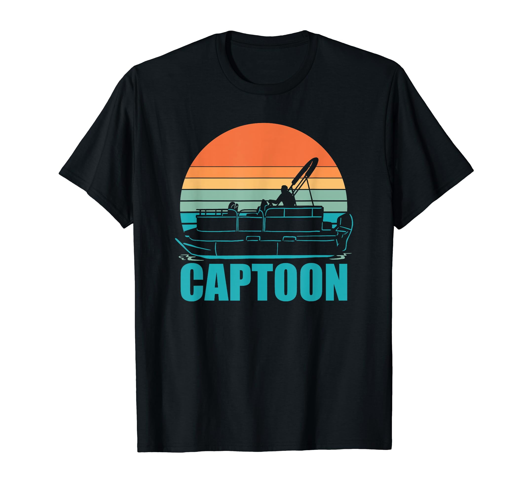 Funny Boating Captoon Pontoon Tritoon Captain Pontoon Boat T-Shirt ...