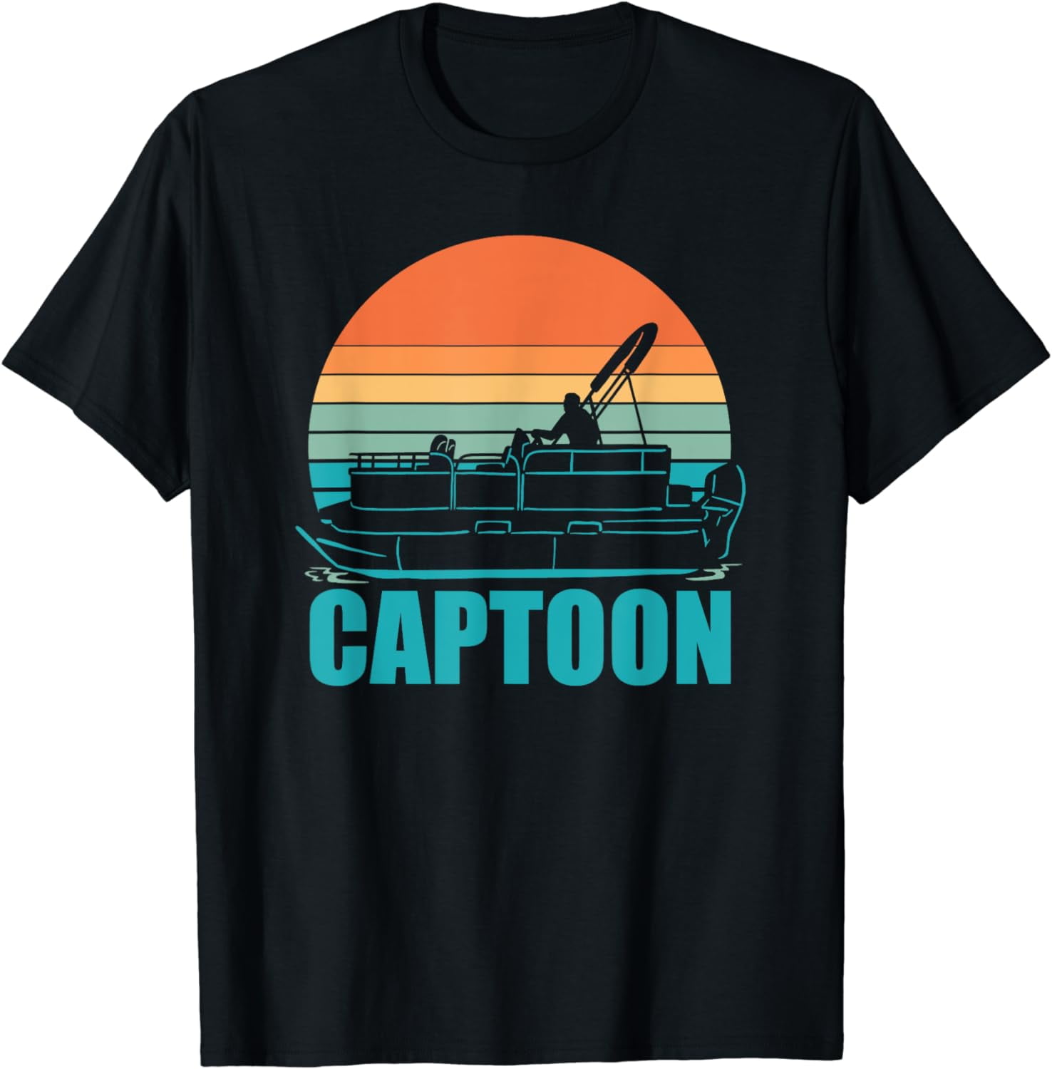 Funny Boating Captoon Pontoon Tritoon Captain Pontoon Boat T-shirt 