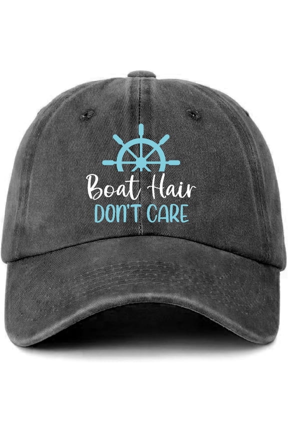 Funny Boating Hats Boat Hair Don't Care Printed Cotton Adjustable Baseball Caps