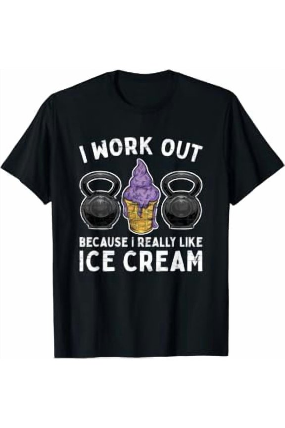 Funny Bodybuilder Lifting Workout Ice Cream Gift Cheat Day T-Shirt