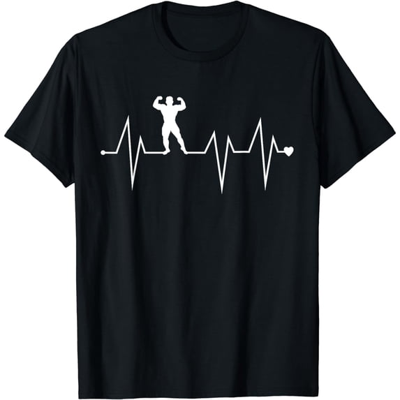 Funny Bodybuilding Athlete Heartbeat Heart Pulse Rate EKG T-Shirt