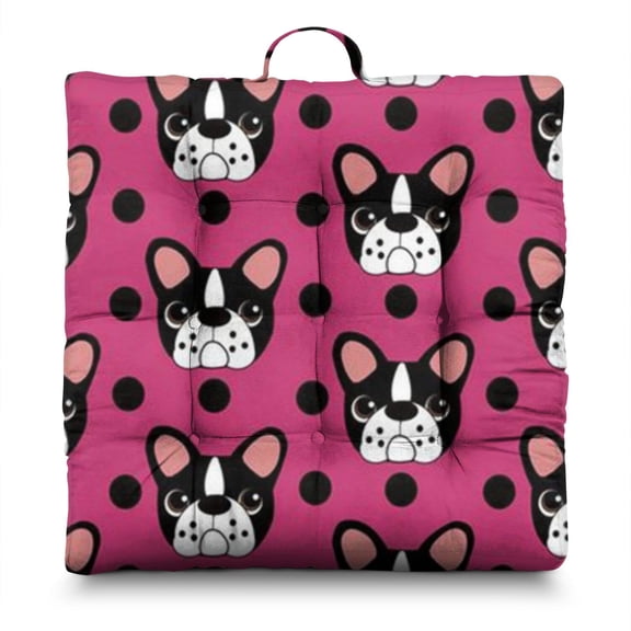 Funny Bone & Tail Zabuton - Thick Fluffy Meditation Cushion with Dog-Themed Artwork