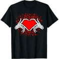 thumbnail image 1 of Funny Bones Love Skeleton Hand Heart Valentines Day T-Shirt, 1 of 3