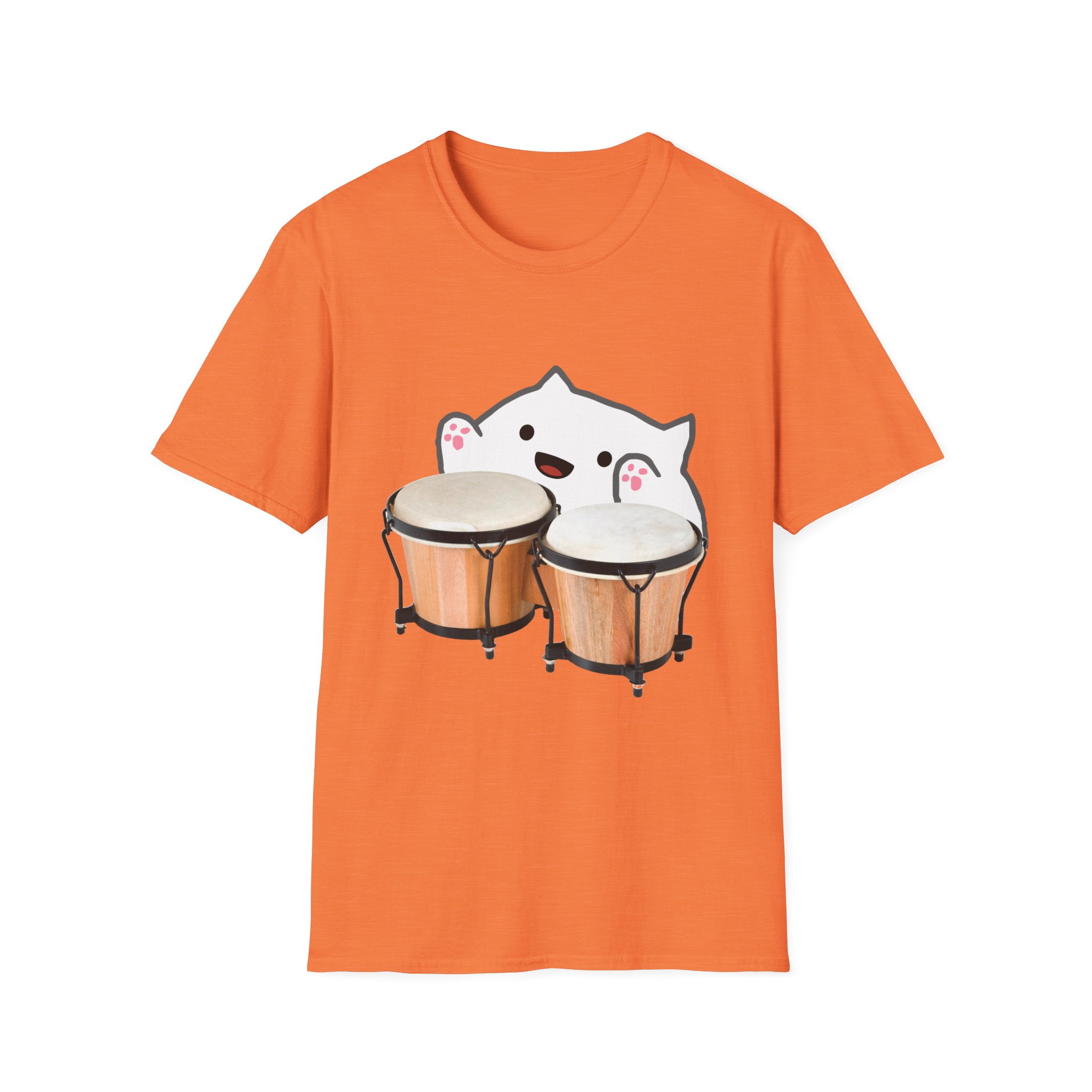 Funny Bongo Cat Cute Musical Instrument Kitten Meme Cartoon Unisex Softstyle T Shirt Walmart