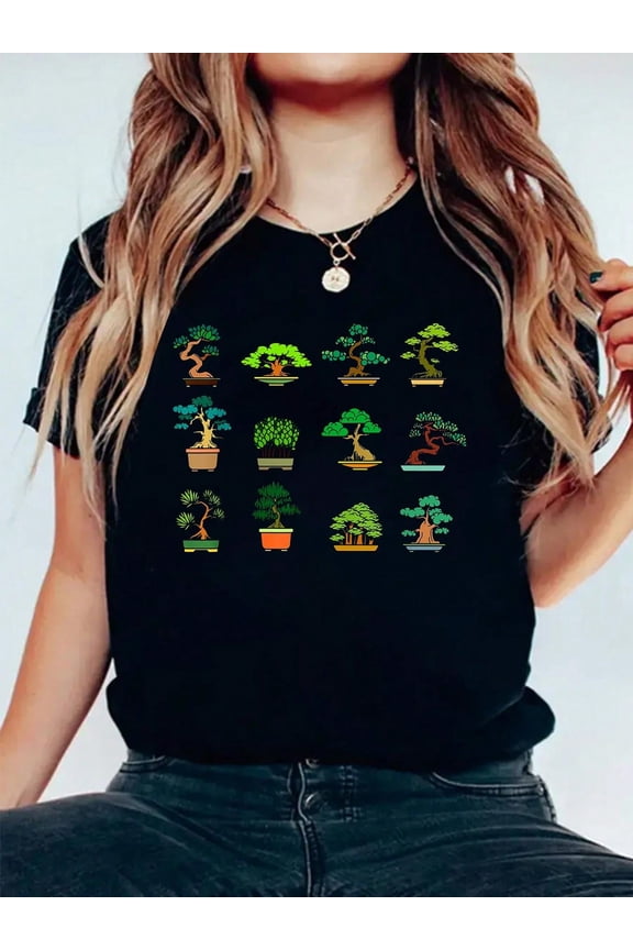 Funny Bonsai Tree Whisperer Japanese Gardening Zen Gifts T-Shirt 100% Cotton, Breathable & Comfort Fit, Short Sleeve Women T Shirt Crew Neck Top For All Seasons