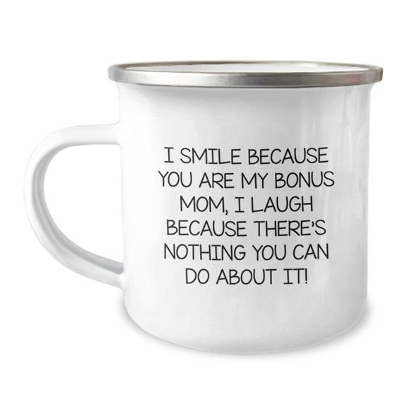 Funny Bonus Mom Gifts for Camping Mug from Son or Daughter, Perfect for Christmas Unique Presents