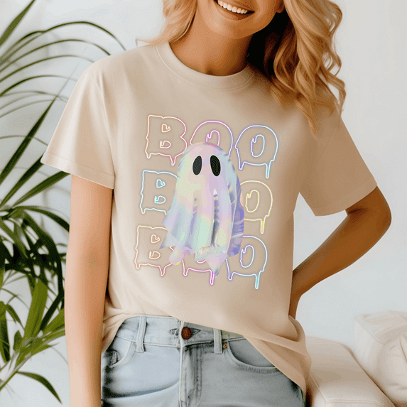 Funny Boo Cute Ghost Neon Halloween Shirt, Halloween Shirt, Spooky Season Tee, Happy Halloween, Ghost Pumpkin Tshirt, Funny Holiday Gift,Horror Witchy ,Trick Or Treat