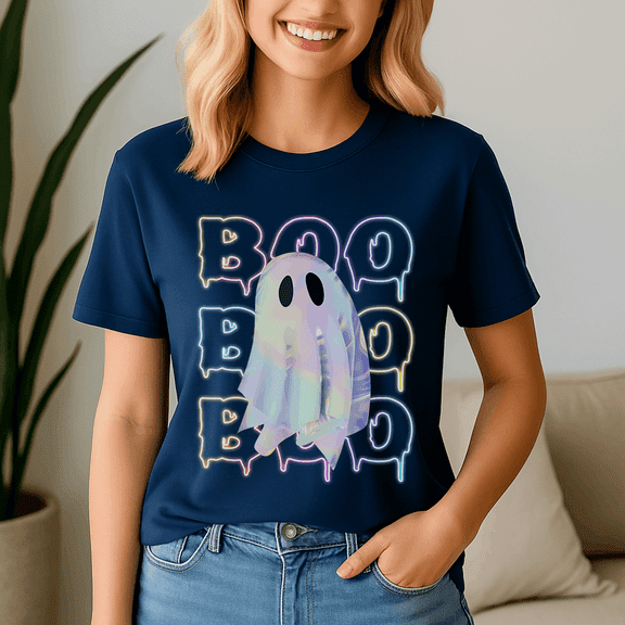 Funny Boo Cute Ghost Neon Halloween Shirt, Halloween Shirt, Spooky Season Tee, Happy Halloween, Ghost Pumpkin Tshirt, Funny Holiday Gift,Horror Witchy ,Trick Or Treat