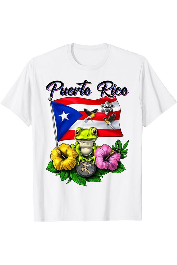 Funny Boricua Coqui Frog Taino Puerto Rico Puerto Rican Flag T-Shirt Shirts