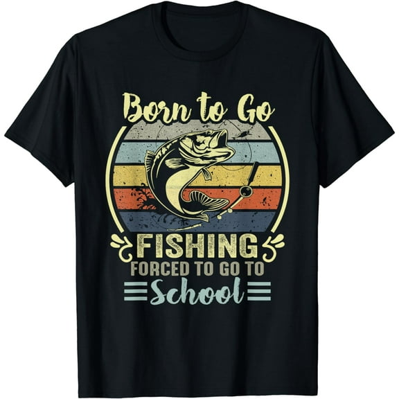 Funny Born To Go Fishing Bass Fish Fisherman Boys Kids T-Shirt