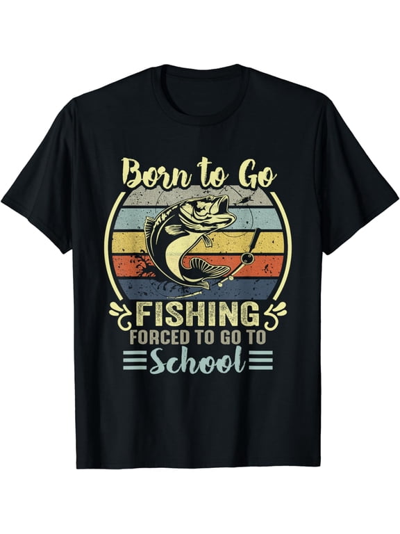 Funny Born To Go Fishing Bass Fish Fisherman Boys Kids T-Shirt