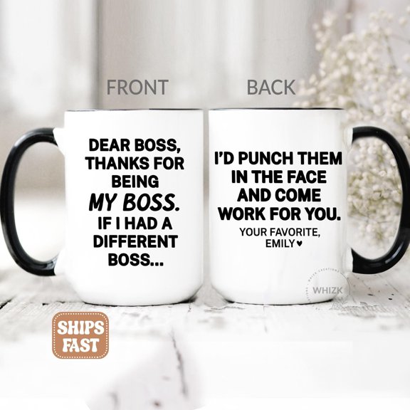 Funny Boss Mug Personalized Boss Gift For Boss Appreciation Gift Dear Boss Punch Face Boss