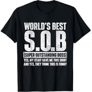 Funny Boss T-Shirt, Worlds Best Outstanding Boss Novelty Tee for Men Women, Black Extra Large Size