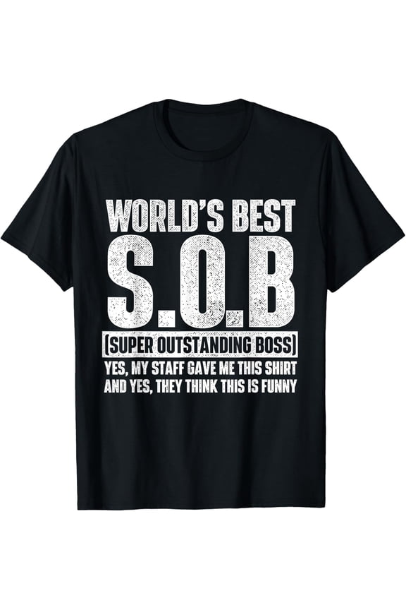 Funny Boss T-Shirt, World's Best Outstanding Boss Novelty Tee for Men Women, Black Extra Large Size