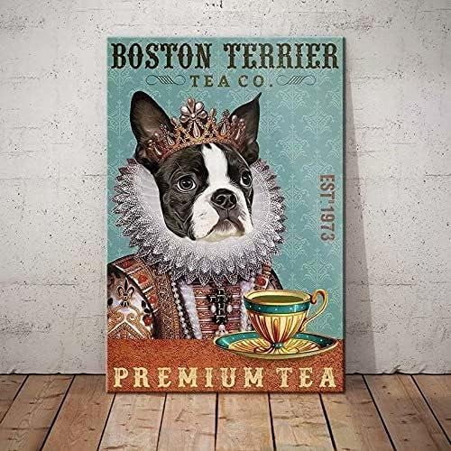 Funny Boston Terrier Dog Metal Tin Sign Retro Wall Plaque Home Kitchen Bathroom Bar Pub Cafe Man Cave Decor 8x12 Inch