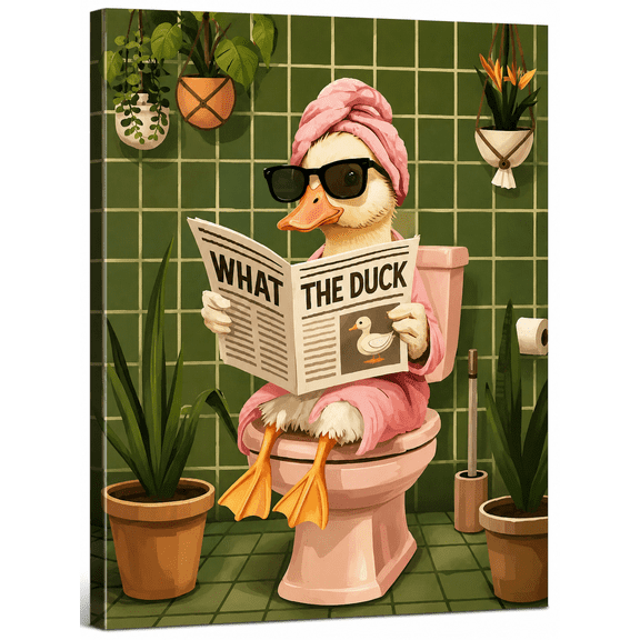 Funny Botanical Flamingo Bathroom Wall Art Print - Tropical Flamingo in Bathtub Canvas Poster Picture - Dopamine Animal Bathroom Wall Decor 8x10 Framed