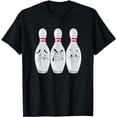 thumbnail image 1 of Funny Bowling Pin Faces For Bowling Lover Men Kids Bowler T-Shirt, 1 of 5