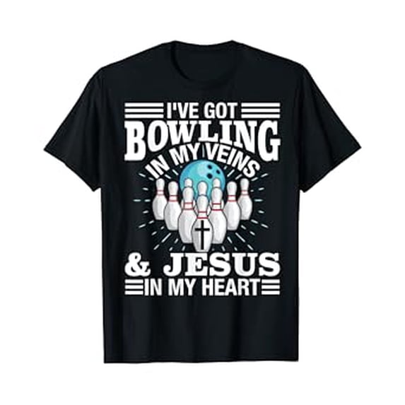 Funny Bowling T-Shirt with Graphic Design for Bowlers and Faith Lovers