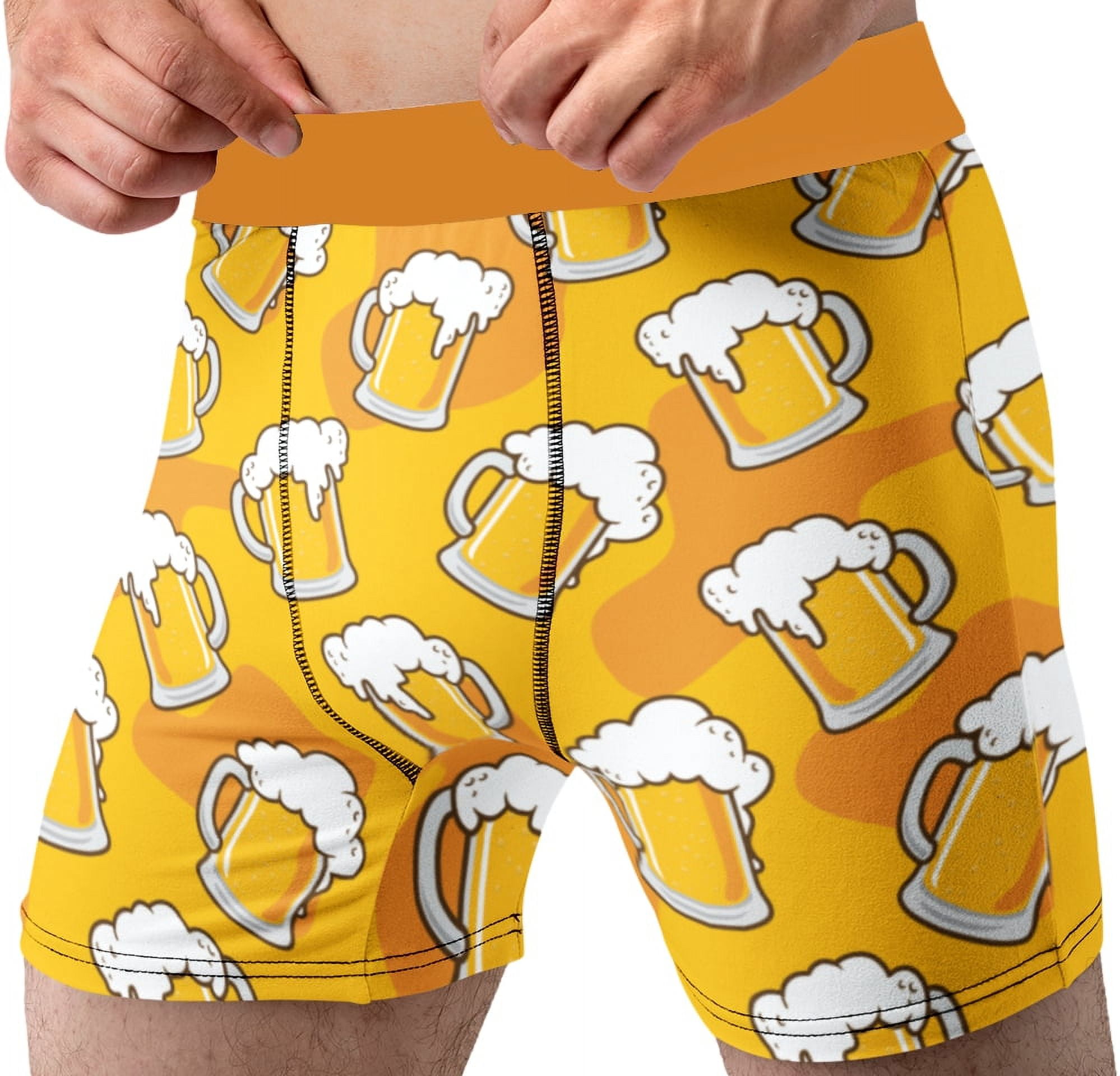 Funny Boxer Briefs for Men Beer Mugs All Over Novelty Fun Underwear