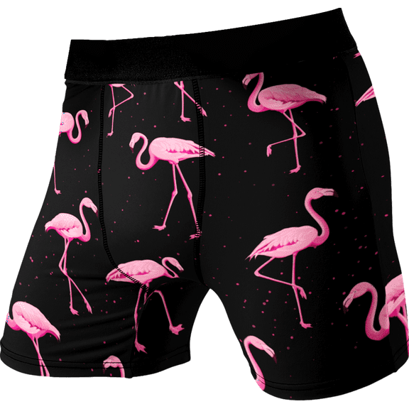 Funny Boxer Briefs for Men Pink Flamingo Novelty Fun Underwear