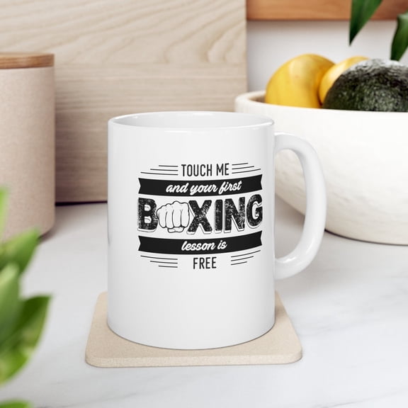 Funny Boxing 11 oz Coffee Mug - Free Lesson Offer White Ceramic Gift
