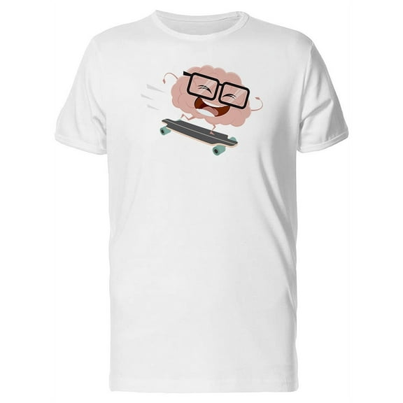 Funny Brain On Skateboard T-Shirt Men -Image by Shutterstock, Male 4X-Large