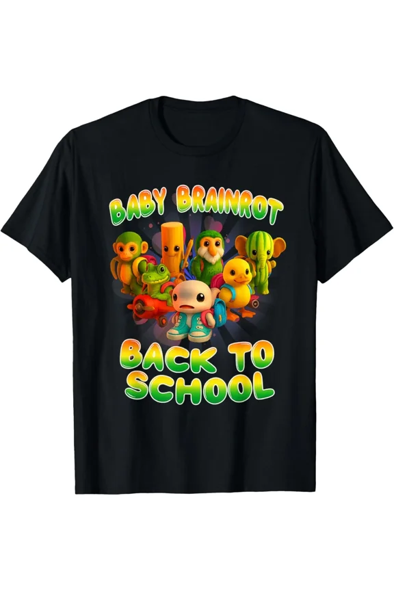 Funny Brainrot Italian Meme Cute Back to School Viral Humor Design Unisex T-Shirt ,up to size 5XL