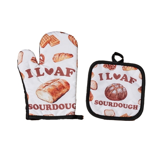 Funny Bread Oven Mitts GiftsHeat Resistant Oven Mitts with Non-Slip TextureHanging Loopfor Women, Mom, Wife, Baker