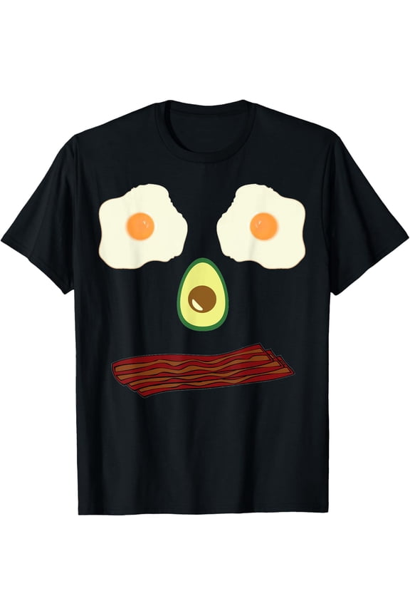 Funny Breakfast Face, Bacon, Eggs, and Avocado Half T-Shirt