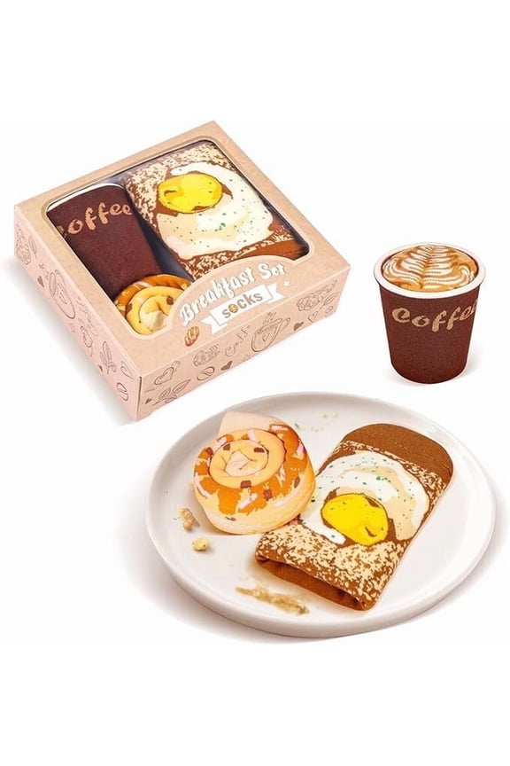Funny Breakfast Socks Box - Coffee Lovers Gifts for Men, Women & Teens - Novelty Valentine Birthday Gift Fathers Day & Christmas Stocking Stuffers