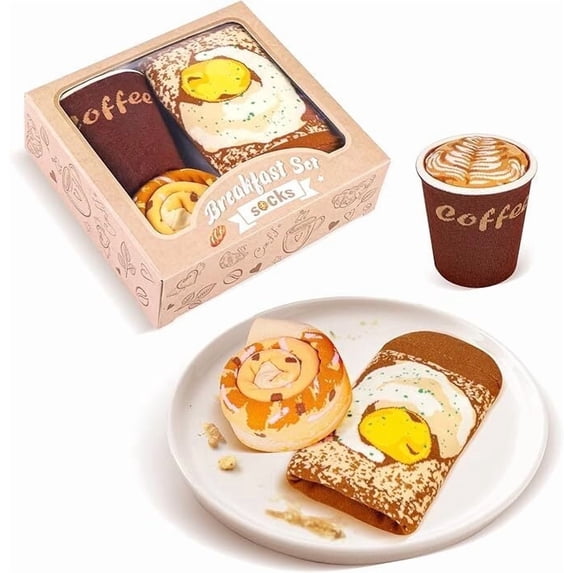 Funny Breakfast Socks Box - Coffee Lovers Gifts for Men, Women & Teens - Novelty Valentine Birthday Gift Fathers Day & Christmas Stocking Stuffers
