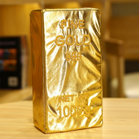 Funny Brick Plush Toy - Realistic Gold Brick Stuffed Animal, 10.2x5.5x2.76in Soft Plushie for Pranks, Gifts & Home Decor - 1PC